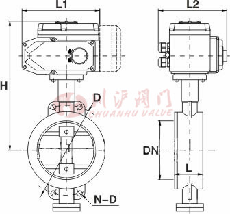 D971X、D973H電動(dòng)對(duì)夾蝶閥結(jié)構(gòu)圖