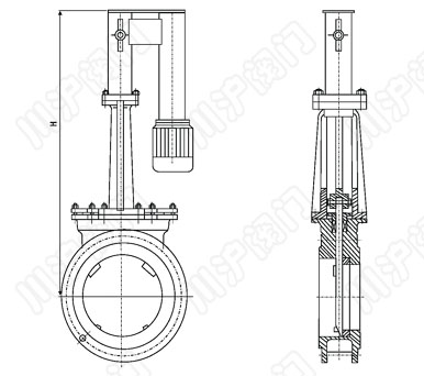 PZ273X、PZ273F、PZ273H、PZ273Y_電液動刀型閘閥結(jié)構(gòu)圖
