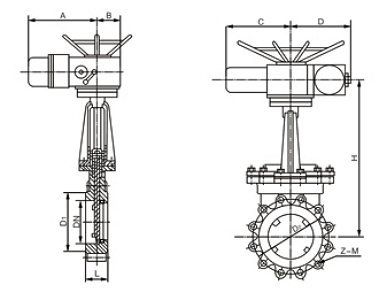 PZ973H、PZ973F、PZ973Y_電動(dòng)刀閘閥結(jié)構(gòu)圖