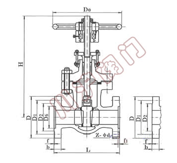 Z41H、Z41Y、Z41W _法蘭閘閥_結(jié)構(gòu)圖_上海閥門廠